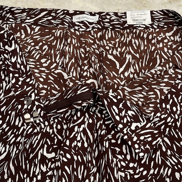 NEW Liz Claiborne | Wide Leg Cropped Pants | Brown‎ and White Zebra Print | XL - Picture 9 of 14
